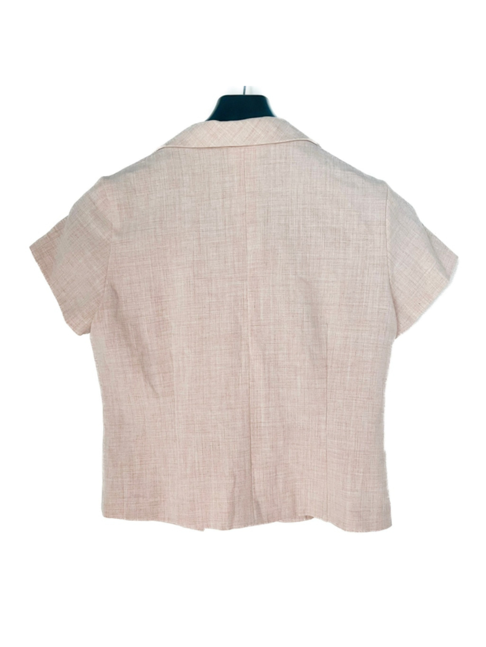 VTG Asymmetrical Button Front Short Sleeve Blouse Pink Small Preppy Academia - Picture 2 of 8